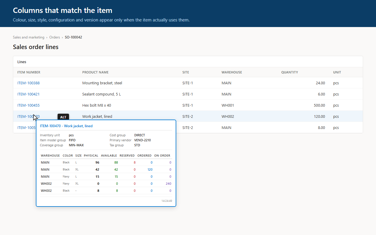 Dimension columns in the tooltip.